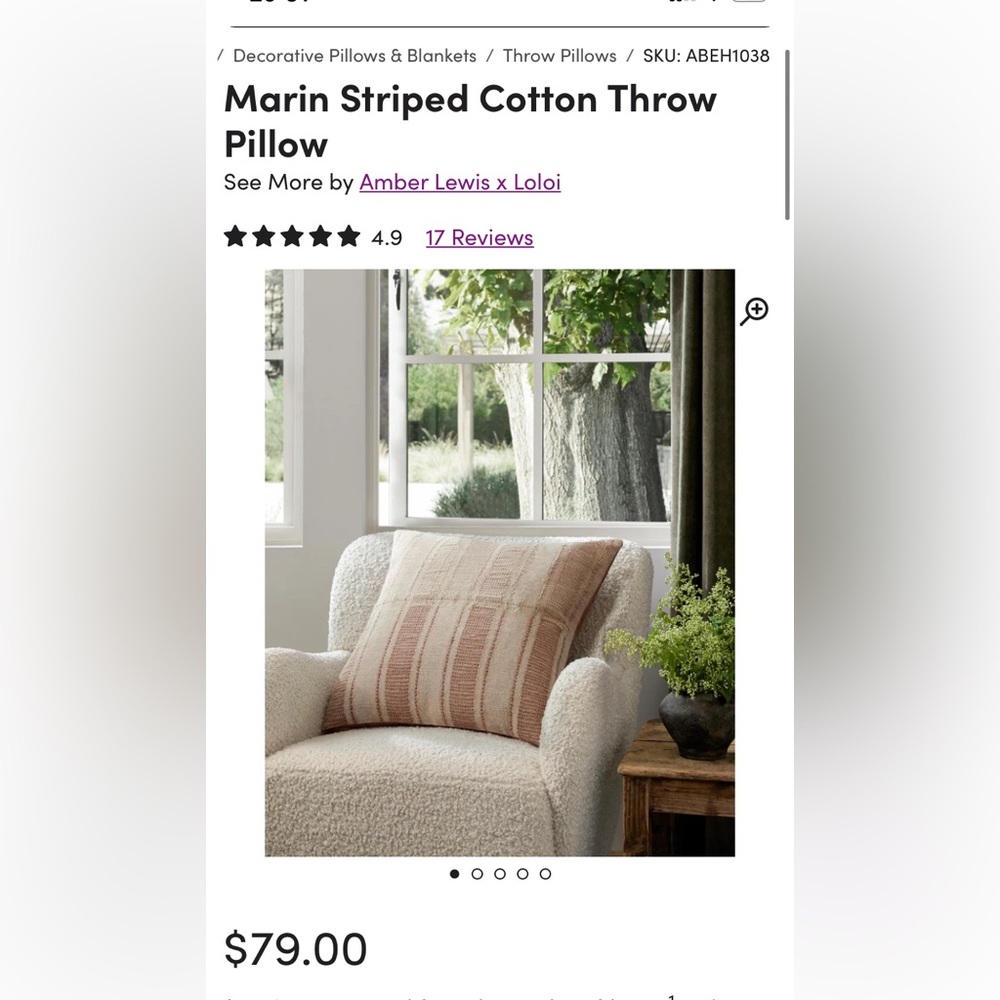 Amber Lewis x Loloi Marin Striped Throw Pillow